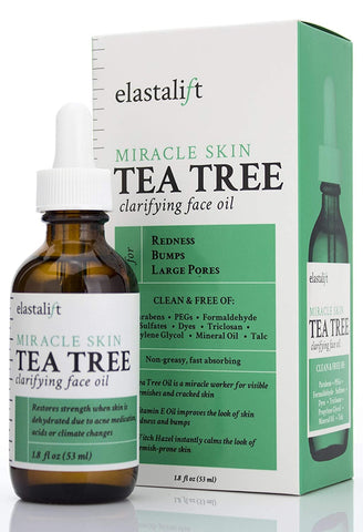 Elastalift Tea Tree Oil Facial Spot Treatment W/Witch Hazel Clarifying Tea Tree Oil For Face Helps Target Redness, Acne, Bumps, Dry Itchy Skin, & Large Pores. Non-Irritating Formula, 1.8 Fl Oz(2 Pack)