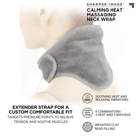 Sharper Image Calming Heat Massaging Neck Wrap, Grey