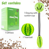 Suction Cup Dog Toy Chews - Durable Rubber Multifunctional Rope Food Dispensing Bite Toy with Suction Cup and Play IQ Treat Ball
