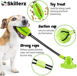 Suction Cup Dog Toy Chews - Durable Rubber Multifunctional Rope Food Dispensing Bite Toy with Suction Cup and Play IQ Treat Ball