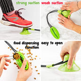Suction Cup Dog Toy Chews - Durable Rubber Multifunctional Rope Food Dispensing Bite Toy with Suction Cup and Play IQ Treat Ball