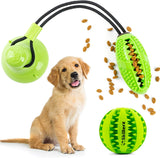 Suction Cup Dog Toy Chews - Durable Rubber Multifunctional Rope Food Dispensing Bite Toy with Suction Cup and Play IQ Treat Ball