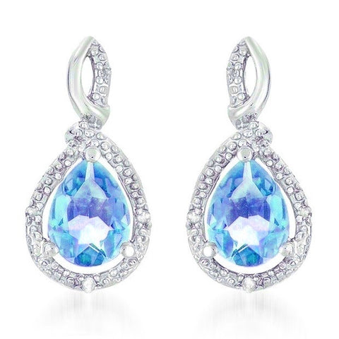 Blue Topaz and Diamond Earring in Sterling Silver
