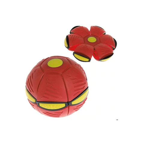 Pop-Up Ball Flat Flying Saucer - Throw Disc Catch Ball - with LED Lighting, Red