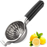 XBUTY Extra Large Lemon Squeezer Stainless Steel Manual Non-Slip Hand-Held Jumbo Citrus Press, Black