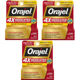 (3 pack) Orajel 4X Medicated For Toothache & Gum, Instant Pain Relief Gel, 0.25oz
