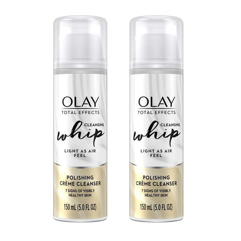 (2 Pack) Olay Total Effects Face Wash, Whip Polishing Crème Cleanser, 5 fl oz