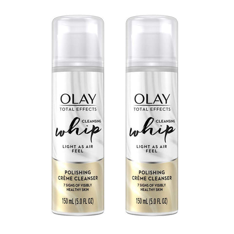 (2 Pack) Olay Total Effects Face Wash, Whip Polishing Crème Cleanser, 5 fl oz