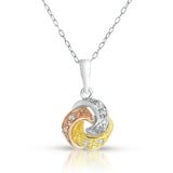 1/10CTW Diamond Triclor Swirl Pendant  in 925 Sterling Silver