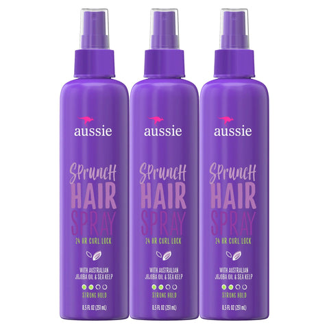 (Pack of 3) Aussie Sprunch with Jojoba Oil & Sea Kelp Non-Aerosol Hairspray 8.5 fl oz