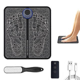 EMS Foot Massager Mat, Foldable Feet Stimulator Reflexology Massage Mat with Remote, 8 Modes & 19 Levels, BONUS Foot File