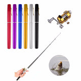 (2 Pack) Mini Fishing Rod Pen and Reel Combo, 38" Telescopic Portable Aluminum Alloy Fishing Rod, Assorted Colors