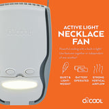 O2COOL Active Light Necklace Fan with LED Light, Lanyard, For Personal Cooling And Safety, Random Color