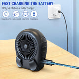 2-in-1 Portable Waist Clip Fan, Rechargeable Belt Fan, 5000mAh Battery Operated USB Fan up to 13H, 3 Speeds