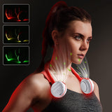 Portable LED Neck Fan with 3 Wind Speeds, 4 Lights Modes, Hands Free Rechargeable, 360° Adjustable Bladeless Cooling Fan