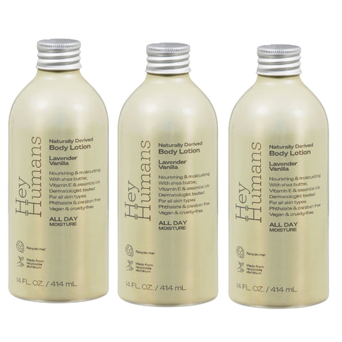 (3 Pack) Hey Humans Naturally Derived Body Lotion - Lavender Vanilla - 14 fl. oz.