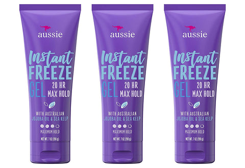 (Pack of 3) Aussie Instant Freeze Hair with Jojoba Oil & Sea Kelp Gel, 7.0 oz