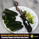 (2 Pack) Cave Tools Jalapeno Pepper Corer and Deseeder to Peel or Slice Off Bell, Banana, or Chili Pepper Tops/Stems