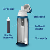 Brita Stainless Steel Premium Filtering Water Bottle-Marina-32 oz