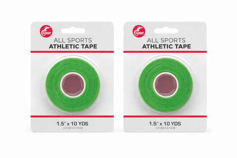 Cramer Team Color Athletic Tape, 1.5" x 10 Yards -Green-Easy Tear Sports Tape -2 pack