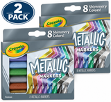 Crayola Metallic Markers (8ct), Cute School Supplies for Kids & Teachers-2 pack