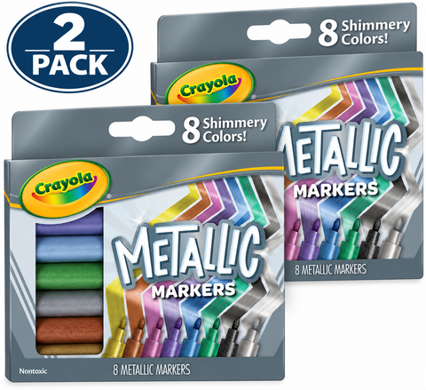 Crayola Metallic Markers (8ct), Cute School Supplies for Kids & Teachers-2 pack