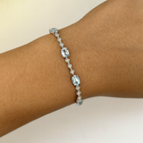 Blue Topaz And Diamond Accent Bracelet in sterling silver
