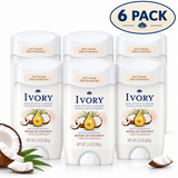 Ivory Aluminum Free Deodorant, Hint of Coconut, 24hr Gentle Deodorant, Dermatologist Tested, Baking Soda Free, Paraben Free, 2.4oz (Pack of 6)