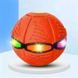 Pop-Up Ball Flat Flying Saucer - Throw Disc Catch Ball - with LED Lighting, Red
