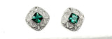 Created Emerald and Diamond Earrings in Sterling Silver