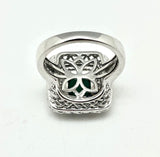 Stunning Emerald & Diamond Ring in Sterling Silver