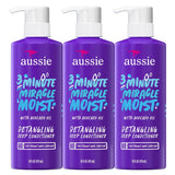 Aussie 3 Minute Miracle Moist Deep Conditioner Treatment, 16 fl oz | Paraben & Sulfate Free |(3Pack) Detangling | with Avocado Oil