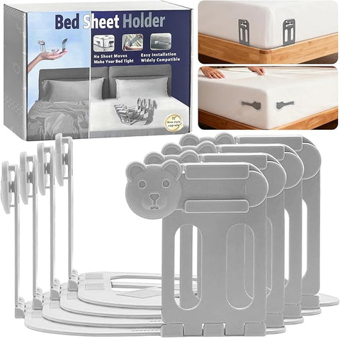 4Pcs Non-Slip Sheet Holders – Bed Sheet Holders for Corners – Keep Sheets Firm & Tight – Easy One-Time Install