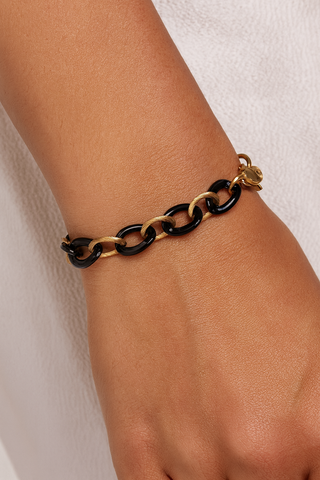 18k gold plated stainless Steel & Ceramic Bracelet