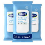 Cetaphil Face and Body Wipes, Gentle Skin Cleansing Cloths, 25 Count (Pack of 3), for Dry, Sensitive Skin, Flip Top Closure, Great for the Gym, Travel