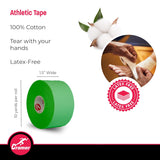 Cramer Team Color Athletic Tape, 1.5" x 10 Yards -Green-Easy Tear Sports Tape -2 pack