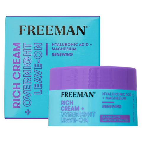Freeman Rich Cream + Overnight Leave-On, Moisturizing Face Mask, Facial Mask For Dry Skin, Face Cream Infused With Magnesium & Hyaluronic Acid To Hydrate & Soothe Skin, 1.7 fl.oz.(2-pack)