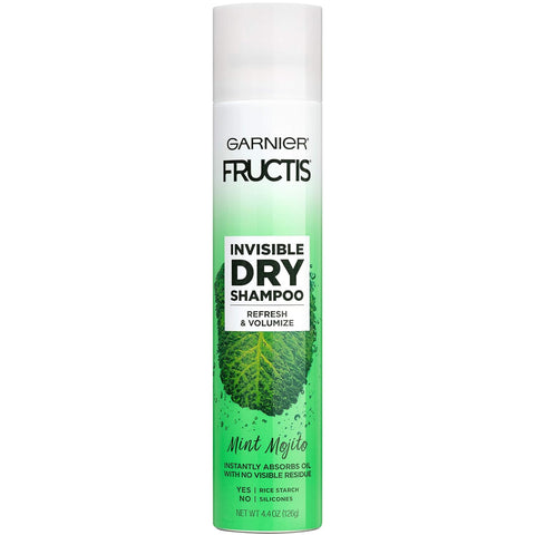 Garnier Invisible Dry Shampoo with no Visible Residue . Refresh and Volumize, Silicone Free, Mint Mojito by Fructis, 4.4 oz (3 Pack)