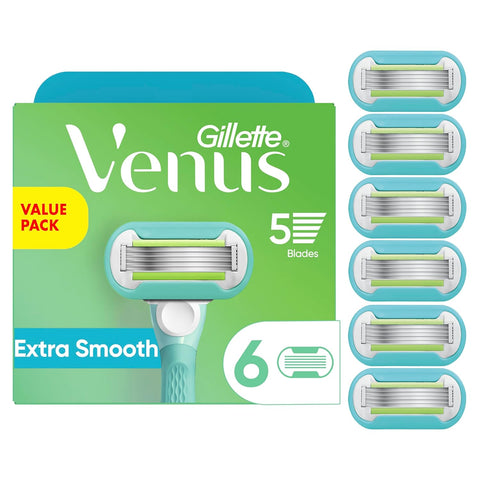 Gillette Venus Extra Smooth Women's Razor Blade Refills, 6 Count,