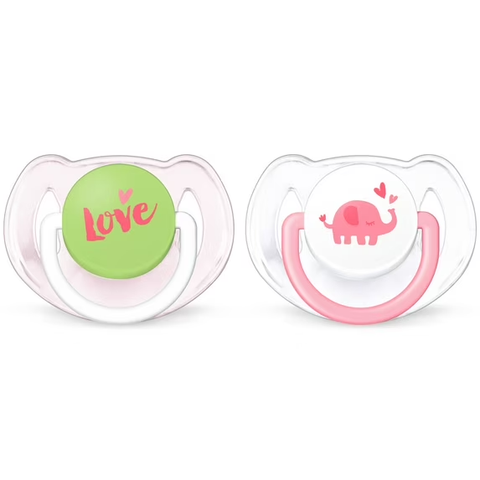 Philips Avent Classic Pacifier, 6-18 Months, Pink Elephants, 2 Pack