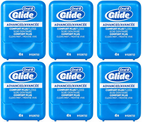 Oral-B Glide Advanced Comfort Plus Floss, 6 Count 40 m Each, Total 240 m or 262.5 Yard