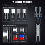 Rechargeable LED Tactical Flashlight-7 Modes-USB-Telescoping