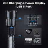 Rechargeable LED Tactical Flashlight-7 Modes-USB-Telescoping