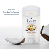 Ivory Aluminum Free Deodorant, Hint of Coconut, 24hr Gentle Deodorant, Dermatologist Tested, Baking Soda Free, Paraben Free, 2.4oz (Pack of 6)