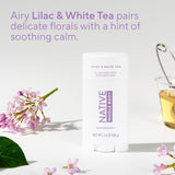 Native Whole Body Deodorant, Lilac & White Tea Scent, 72 Hour Odor Protection for Pits, Privates & More, Aluminum Free Deodorant for Men & Women with Coconut Oil & Shea Butter 2.4oz