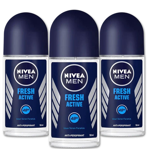 Nivea Men Anti Perspirant Roll On, Fresh Active Long-lasting Freshness Ocean Extracts, 48 Hour Protection, 1.7 Ounce (Pack of 3)
