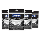 Oral B Charcoal Infused Mint Dental Floss Picks, 75 Count, Pack Of 4