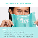 Real Techniques Real Clean XL Hydrating Facial Wipes, Infused With Hyaluronic Acid, Dual-Usage Cleansing Wipes Repair Skin & Gently Remove Makeup, Fragrance Free-2 Pack