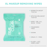 Real Techniques Real Clean XL Hydrating Facial Wipes, Infused With Hyaluronic Acid, Dual-Usage Cleansing Wipes Repair Skin & Gently Remove Makeup, Fragrance Free-2 Pack