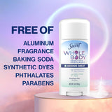 Secret Whole Body Deodorant Dry Feel Stick + Absorbs Sweat for Women, Naturally Derived Ingredients, Light & Fresh Scent